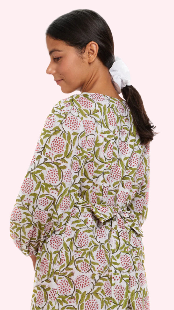 Maven Fargo 02 dress, Indian handblocked cotton, pink & green sleeper dress,