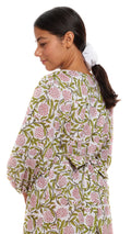 Maven Fargo 02 dress, Indian handblocked cotton, pink & green sleeper dress,