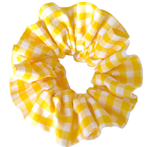 Maven Ruffle scrunchie in yellow and white gingham