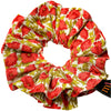 Maven Ruffle Scrunchie - red, green & white poppy floral