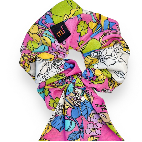 Maven Scrunchie Hair Tie, floral, pink