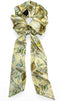 Maven Scrunchie Hair Tie, silky satin, light sage green, cream