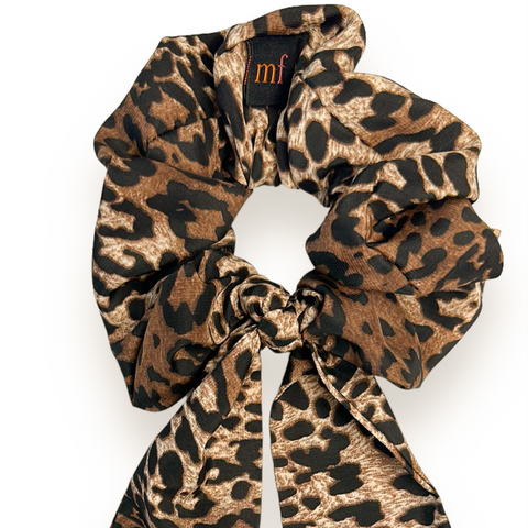 Maven Scrunchie Hair Tie, animal print, leopard print, brown