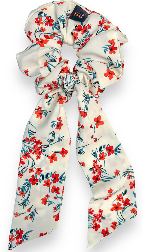Maven Scrunchie Hair Tie, floral, red, blue, white