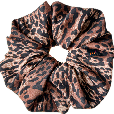 Oversized scrunchie, brown animal print