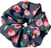 Maven Fargo oversized scrunchie - silky, tulips, black