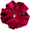 Soft velvet oversized scrunchie in deep cherry red 