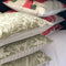 Handmade cushion - sage thistles motif and stripes