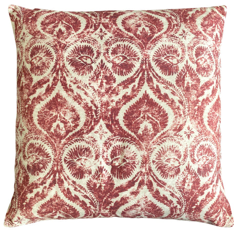 Handmade cushion cover - burgundy and white motif