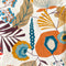 Abstract floral fabric in brown and blue, pattern 1