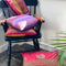 Purple and pink  Hand-blocked Print cushions on chair
