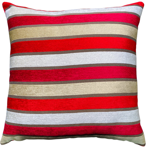 Handmade cushion - Red & Beige Cotton Velvet