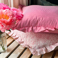 Handmade cushion - Pink Striped Ruffles