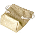Le Sac washbag in cream woven chenille and light gold quilted faux leather
