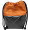 Le Sac washbag in orange chenille and black quilted faux leather