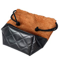 Le Sac washbag in orange chenille and black quilted faux leather
