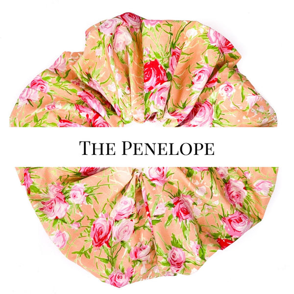 Oversized scrunchie, peach, floral