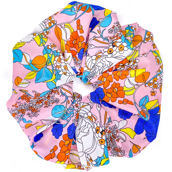 Oversized scrunchie, pink, floral