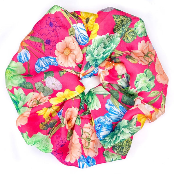 Oversized scrunchie, pink, floral