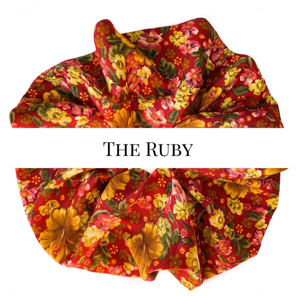 Oversized scrunchie, red, floral
