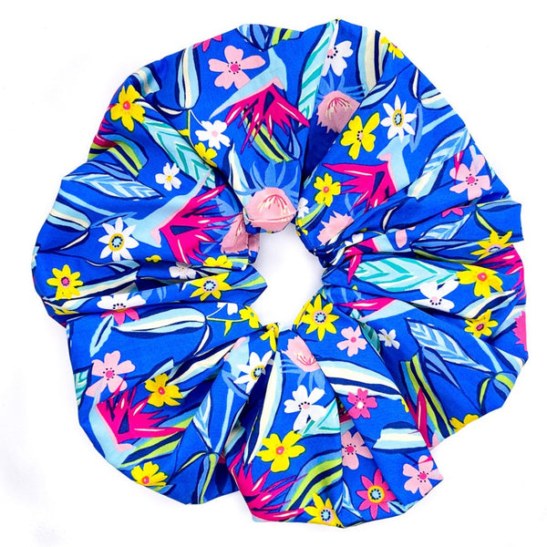 Oversized scrunchie, blue, floral