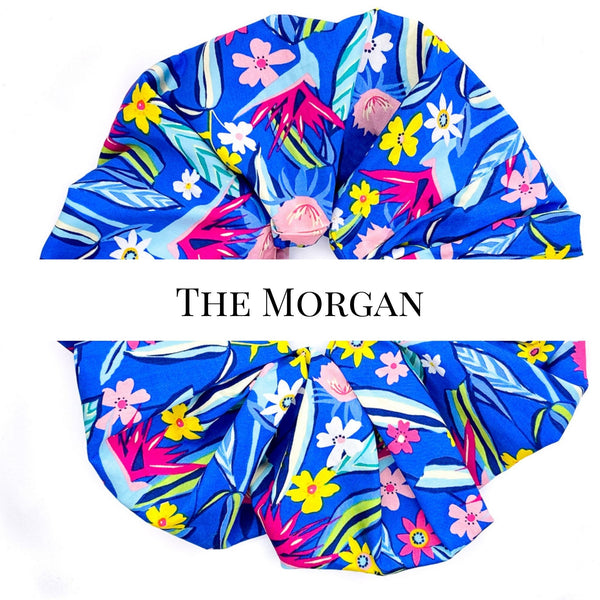 Oversized scrunchie, blue, floral