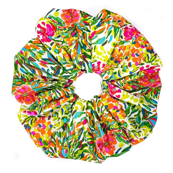 Oversized scrunchie, green, floral