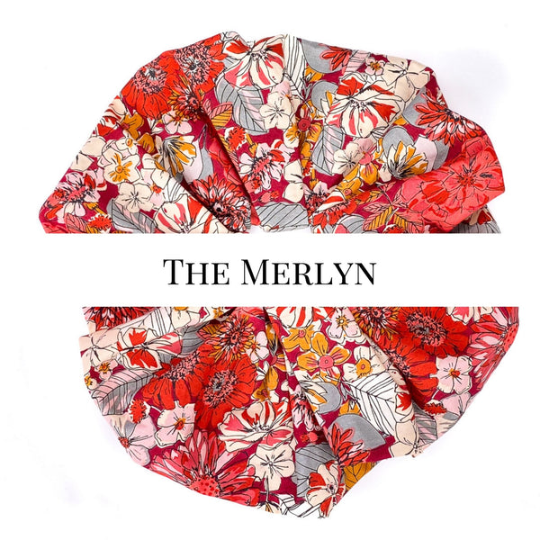 Oversized scrunchie, red, floral