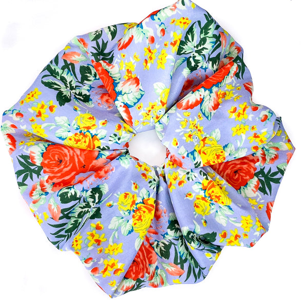 Oversized scrunchie, blue, floral