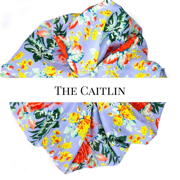 Oversized scrunchie, blue, floral
