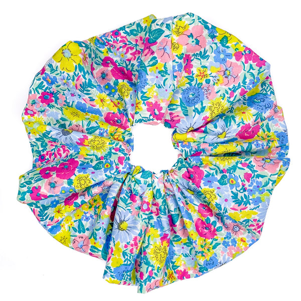Oversized scrunchie, blue, floral
