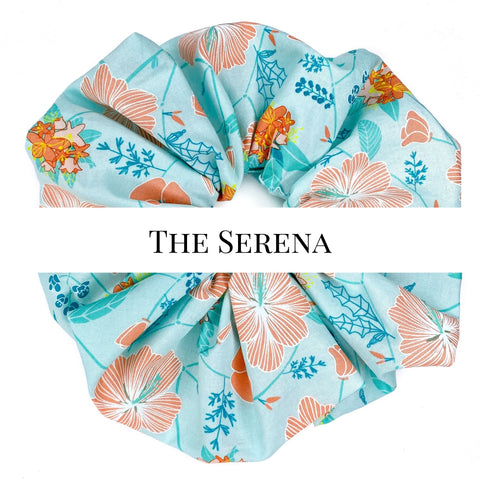 Oversized scrunchie, teal, floral