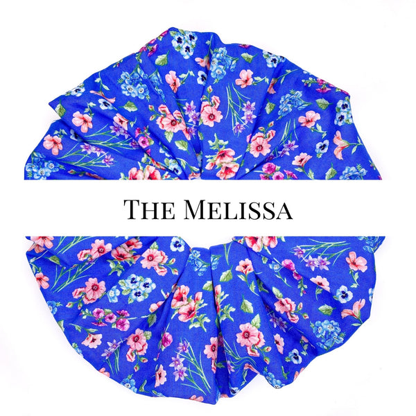 Oversized scrunchie, blue, floral