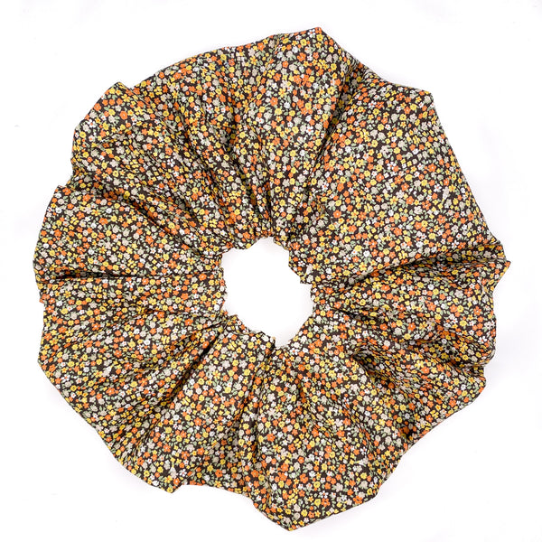 Oversized scrunchie, brown, floral