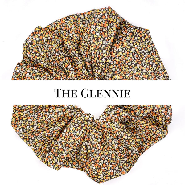Oversized scrunchie, brown, floral