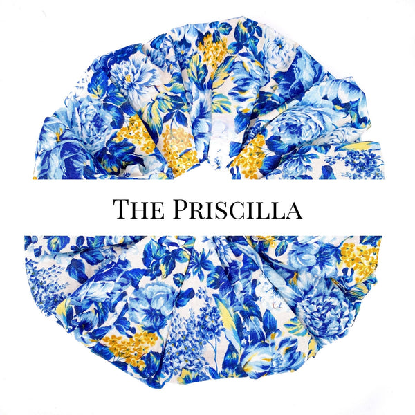 Oversized scrunchie, blue, floral