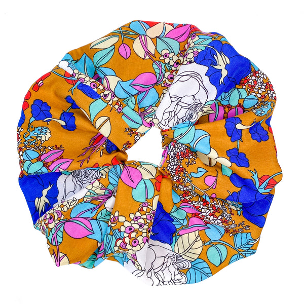 Oversized scrunchie, brown, floral