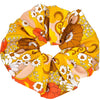 Oversized scrunchie, retro, yellow, brown, floral