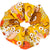 Oversized scrunchie, retro, yellow, brown, floral