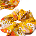 Oversized scrunchie, retro, yellow, brown, floral
