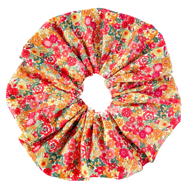 Oversized scrunchie, red, yellow, floral
