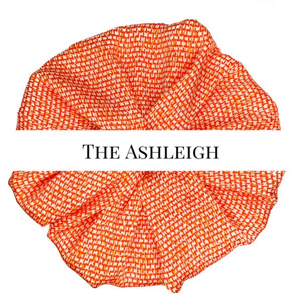 Oversized scrunchie, orange, floral, named for Olympian Ashleigh Nelson