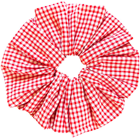 Oversized red and white gingham scrunchie