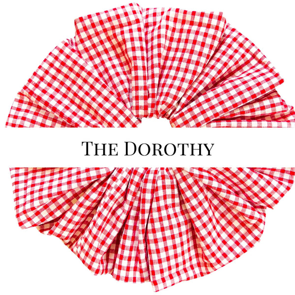 Oversized red and white gingham scrunchie