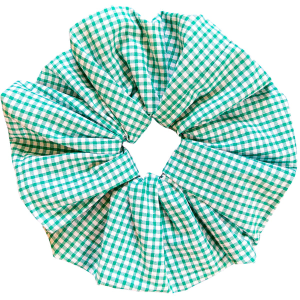 Oversized scrunchie, green and white gingham