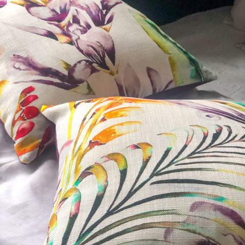 Handmade cushions - artistic botanical flowers (Sold as a pair) cushion - 