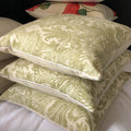 Handmade cushion - sage thistles motif and stripes cushion - 