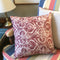 Handmade cushion - burgundy and white motif cushion - 