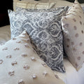 Handmade cushion - grey and white motif cushion - 