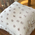 Handmade cushion - grey linen pom poms cushion - 